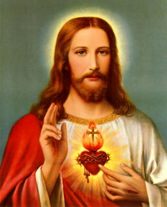 "See this glowing heart thing? It's totally what you would aim at if I were the final boss in a video game." picture of Jesus